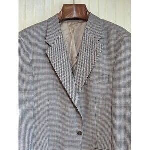 Kasper Blazer Womens Large Brown Black Houndstooth Check Sport Coat Made Canada